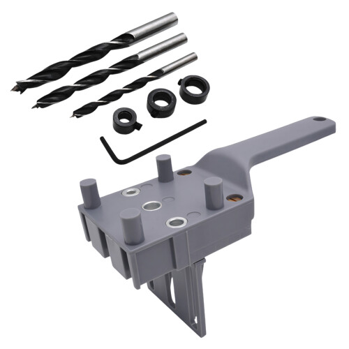 Adjustable Depth Woodworking Drill Guide Set With 6mm-8Pcs grey
