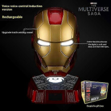(with box) New Autoking 1:1 Mk5 Iron Man Helmet Cosplay English Voice-activated Eye Glow Model Toy Adult Electric Wearable Christmas Gift  WSLIHV