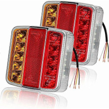 2pcs Trailer Tail Lights 26 LED 12V Tail Lights Turn Signals Brake Lights Reflectors License Plate Lights IP67 Waterproof Multifunction Trailer Truck