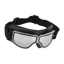 Wind Sand Motorradbrille, verstellbarer UV-Schutz, schwarzer Rahmen, silberne Linse
