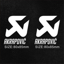 (White) 1 Pair Vinyl Exhaust Akrapovic Sticker Silencer Muffler Tip Pipe Tank Helmet Logo Decal