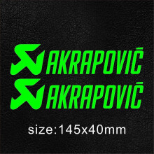 (Green-A) 1 Pair Vinyl Exhaust Akrapovic Sticker Silencer Muffler Tip Pipe Tank Helmet Logo Decal