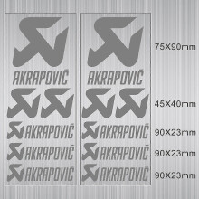 (Silver) 1 Pair Vinyl Exhaust Akrapovic Sticker Silencer Muffler Tip Pipe Tank Helmet Logo Decal