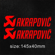 (Red-A) 1 Pair Vinyl Exhaust Akrapovic Sticker Silencer Muffler Tip Pipe Tank Helmet Logo Decal