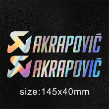 (laser rainbow-A) 1 Pair Vinyl Exhaust Akrapovic Sticker Silencer Muffler Tip Pipe Tank Helmet Logo Decal