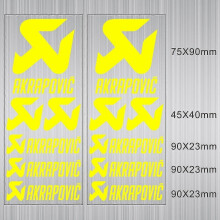 (Fluorescent yellow4) 1 Pair Vinyl Exhaust Akrapovic Sticker Silencer Muffler Tip Pipe Tank Helmet Logo Decal