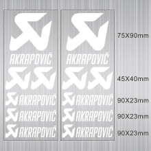 (White2) 1 Pair Vinyl Exhaust Akrapovic Sticker Silencer Muffler Tip Pipe Tank Helmet Logo Decal