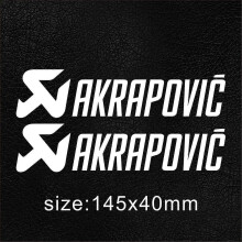 (White-A) 1 Pair Vinyl Exhaust Akrapovic Sticker Silencer Muffler Tip Pipe Tank Helmet Logo Decal