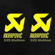 (Fluorescent yellow) 1 Pair Vinyl Exhaust Akrapovic Sticker Silencer Muffler Tip Pipe Tank Helmet Logo Decal