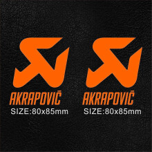 (Orange) 1 Pair Vinyl Exhaust Akrapovic Sticker Silencer Muffler Tip Pipe Tank Helmet Logo Decal