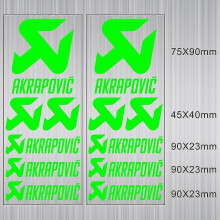 (Green3) 1 Pair Vinyl Exhaust Akrapovic Sticker Silencer Muffler Tip Pipe Tank Helmet Logo Decal