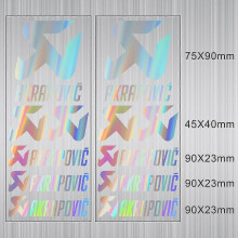 (laser rainbow) 1 Pair Vinyl Exhaust Akrapovic Sticker Silencer Muffler Tip Pipe Tank Helmet Logo Decal
