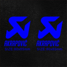 (Blue) 1 Pair Vinyl Exhaust Akrapovic Sticker Silencer Muffler Tip Pipe Tank Helmet Logo Decal