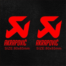 (Red) 1 Pair Vinyl Exhaust Akrapovic Sticker Silencer Muffler Tip Pipe Tank Helmet Logo Decal