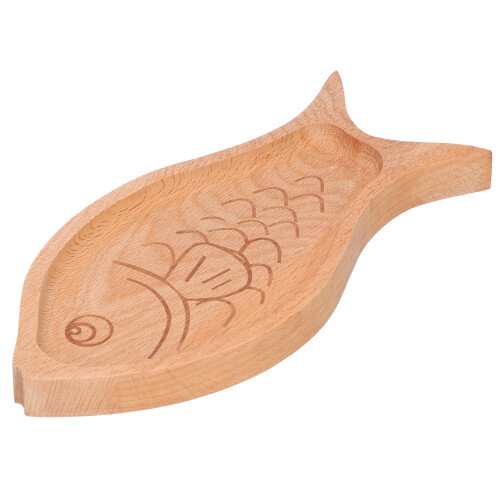 Wooden Plate FishShaped MultiGrain Creative Fruit Dessert Tray Table Box Candy Dish 1
