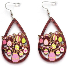 Colorful Easter Rabbit Wooden Dangle Earrings for Women Girls Jewelry