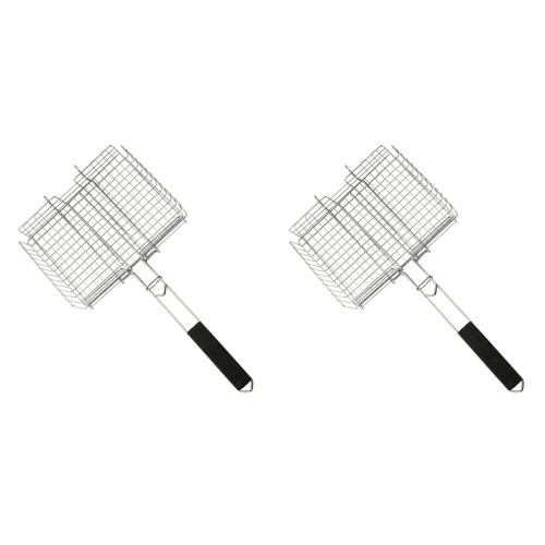 2Pièces Pince Grille Barbecue Argentée Robuste Pour Extérieures 1