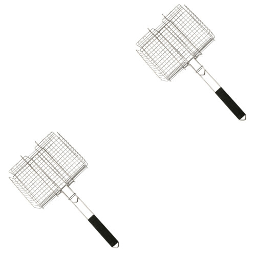 2Pièces Pince Grille Barbecue Argentée Robuste Pour Extérieures 2