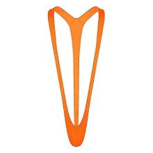 (Orange)Bright Fluoro Sexy Men Mankini Thong Stretch Open Deep V-neck Borat Men Beach Swimwear Swimsuit Hot Men Lingerie (prettyj)