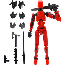 (Red) T13 Action Figure, Robot Action Figure, 3D Printed with Full Articulation, Desk Decoration