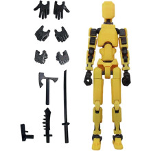 (Yellow) T13 Action Figure, Robot Action Figure, 3D Printed with Full Articulation, Desk Decoration