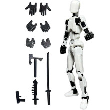 (White) T13 Action Figure, Robot Action Figure, 3D Printed with Full Articulation, Desk Decoration