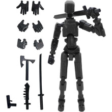 (Black) T13 Action Figure, Robot Action Figure, 3D Printed with Full Articulation, Desk Decoration