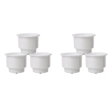 6Pcs Recessed Drop in Plastic Cup Drink Can Holder with Drain for Boat Car Marine Rv (White)