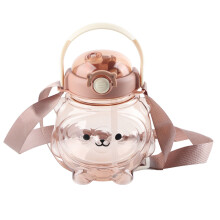 Gourde étanche avec paille, motif ours mignon, 1000 ml, idéale pour les voyages et le bureau, paille rétractable, sans BPA.