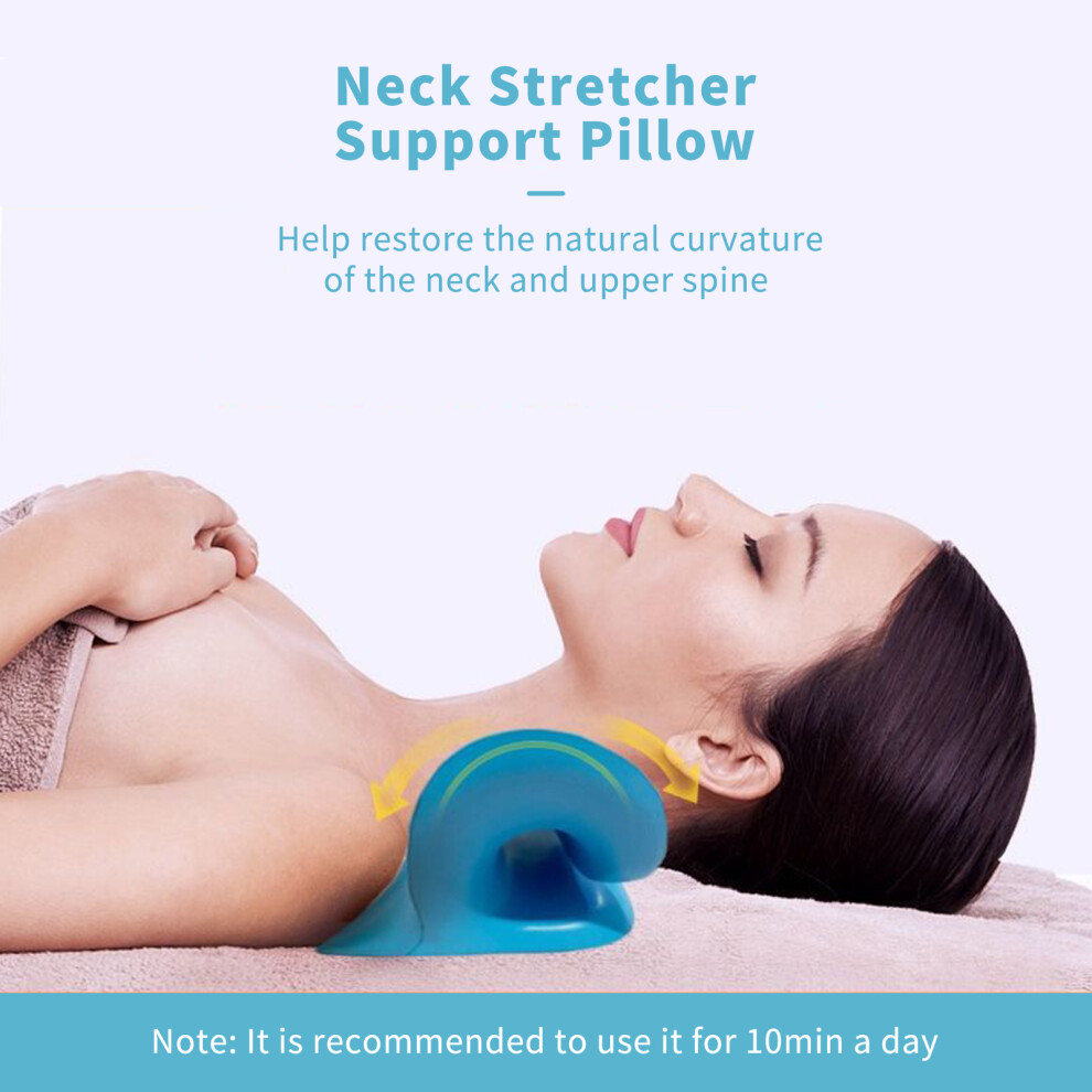 Blue Portable Neck Traction Pillow For Posture & Pain Relief