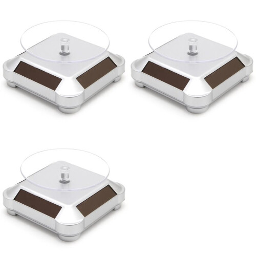 3X Rotating Display Stand 360 Degree Solar Power Rotating Turntable Display Stand Silver