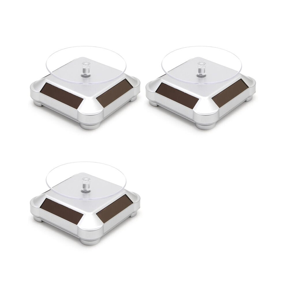 3X Rotating Display Stand 360 Degree Solar Power Rotating Turntable Display Stand Silver 6033797243460