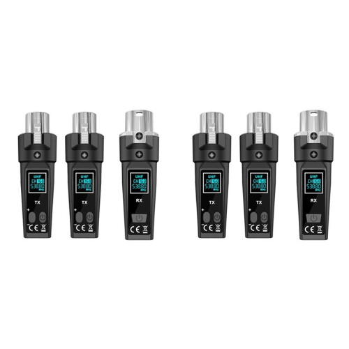 2X UHF Wireless Microphone System Adapter XLR Transmitter and Receiver for Dynamic Microphone Guitar Audio Mixer