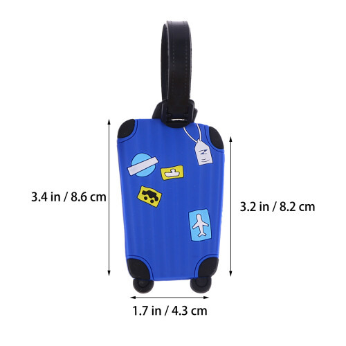 2Pièces Tags De Valise Bleu Durable, Identifier Bagage Aéroport, Nom 1