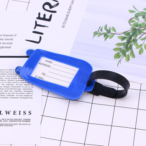 2Pièces Tags De Valise Bleu Durable, Identifier Bagage Aéroport, Nom 2