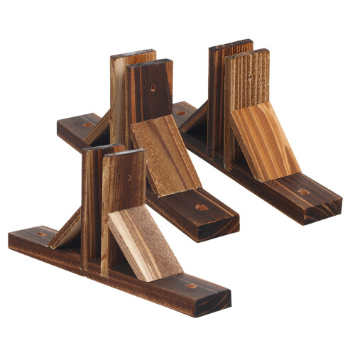 3Ud Base De Madera Para Valla Jardín Estable Y Resistente Marrón Claro 1