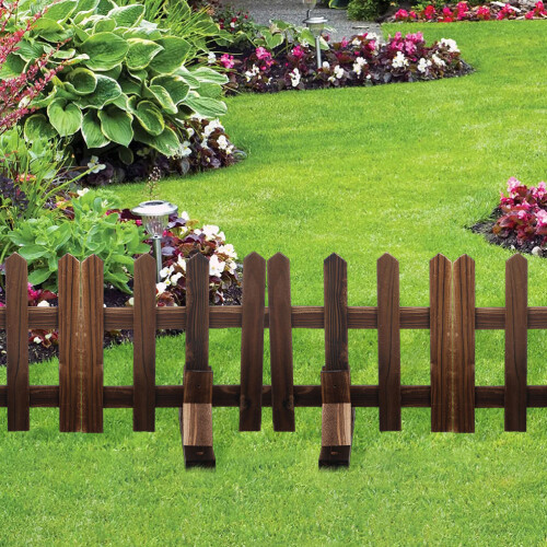 3Ud Base De Madera Para Valla Jardín Estable Y Resistente Marrón Claro 2