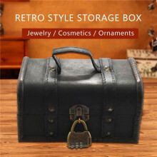 2X Retro Treasure Chest Vintage Wooden Storage Box Antique Style Jewelry Organizer for Wardrobe Jewelry Box Trinket Box