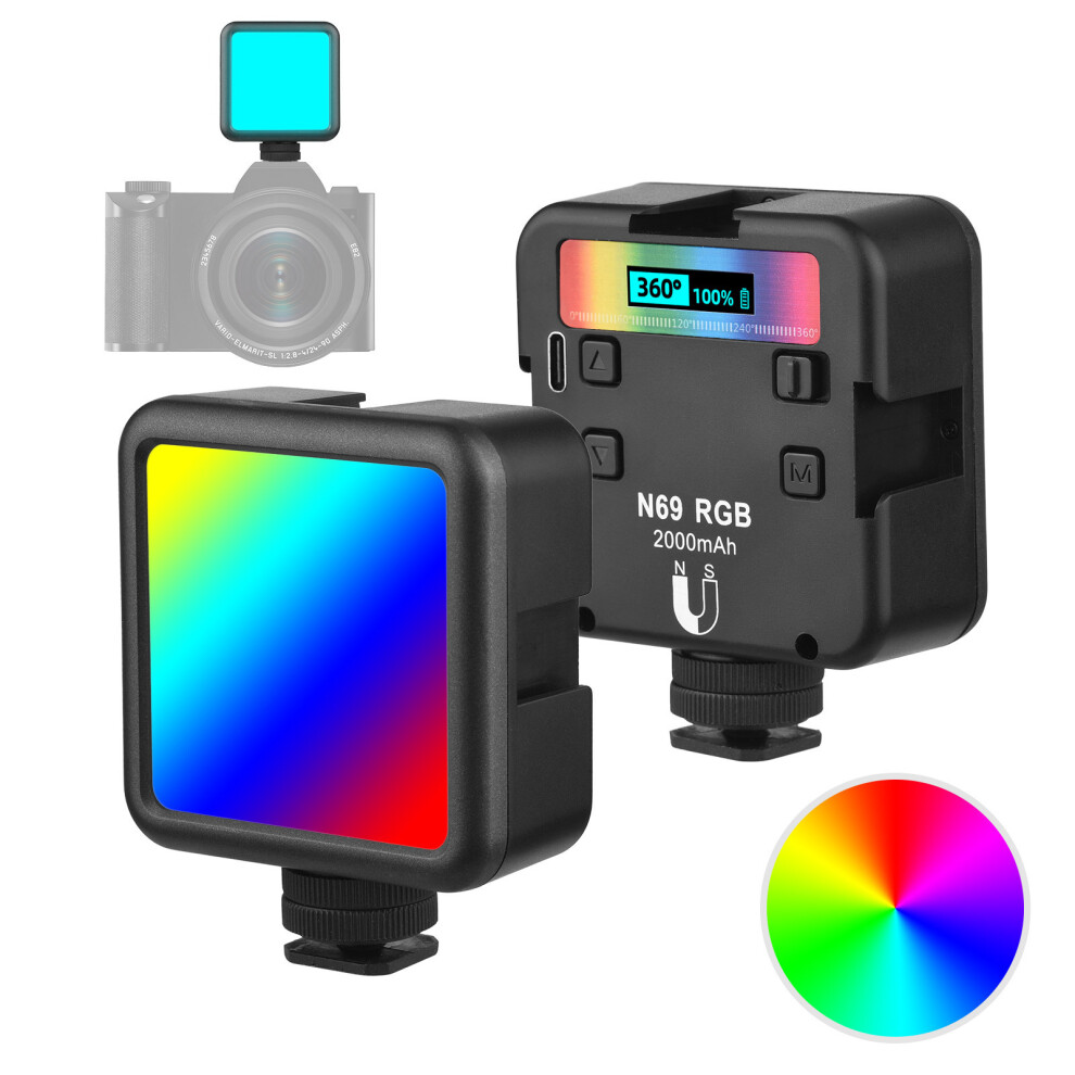 Andoer N69 Rgb Led Video 60Pcs 2000Mah 8.2X6.6cm Light/Black 9431390701474
