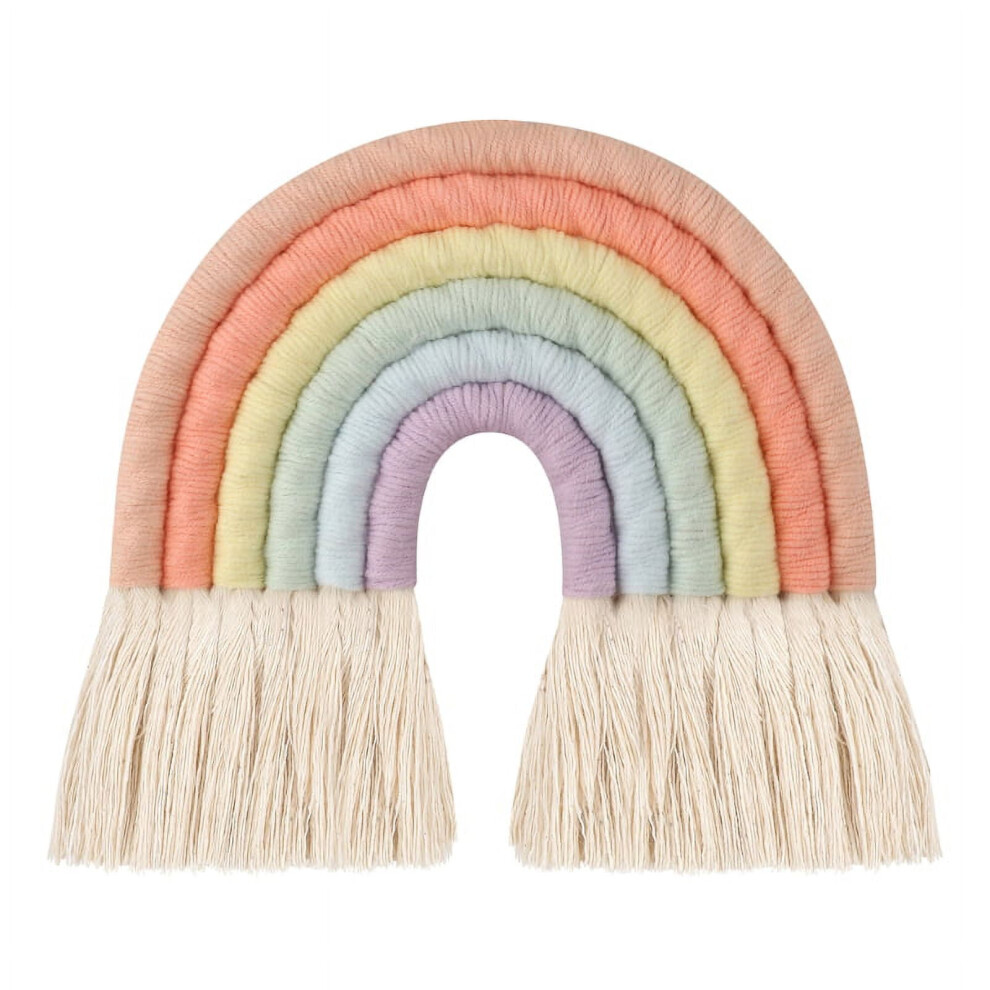 HeroNeo Macrame Rainbow Wall Decor for Bedroom Nursery Baby Rooms Tapestry Wall Hanging