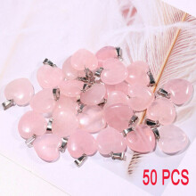 10/30/50PC Natural 20mm Rose Quartz Stone Heart Pendant Jewelry Making Necklace USA