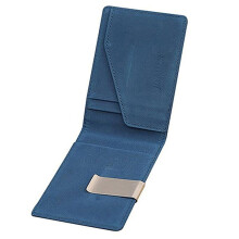 Men Fashion Faux Leather Magic Credit Card ID Holder Money Clip Short Wallet Blue