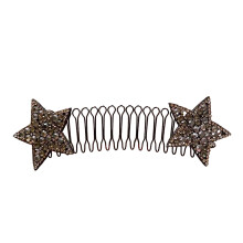 Xinwanna Star-Shaped Rhinestone Hair Comb, Anti-Slip Elastic Back, Lightweight & Reusable Hair Styling Tool (Black)