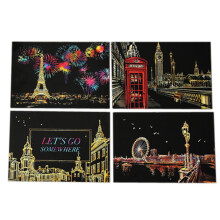 Magic Scratch Art Paper with Drawing Stick 4 Pieces 20x14cm