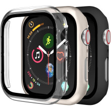 XiHAMA Kompatible Apple Watch Hülle für SE/6/5/4 + Displayschutzfolie, schlanke, stoßfeste Hartschalen-Schutzhülle mit Rundumschutz, 3er-Pack