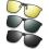 Conjunto de 3 lentes de plástico para óculos de sol com encaixe, modelo retangular e flip-up. 1