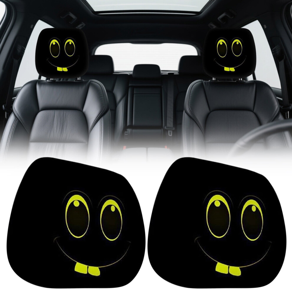 2Pcs Funny Cartoon Car Headrest Covers, Big Eyes Design Â Compatible With Cars & Trucks, Halloween/Christmas Decor 9028731137346