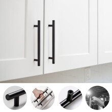 Puxador em aço inoxidável preto tipo T de 2 a 12 polegadas para gaveta, armário, porta de guarda-roupa, puxadores de cozinha, puxadores para