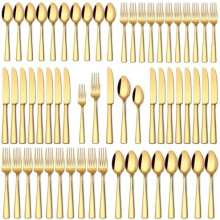 Stainless Steel Flatware Set Gold Silver 60-Pcs