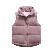 AWZXDE Gilet in velluto a coste per bambini e bambine, comodo cappotto senza maniche morbido con tasche, giacca per bambini, rosa, 12-18 mesi